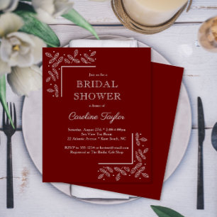 Lámina Invitación de Regadera de Boda Ramas Modernas Rojo