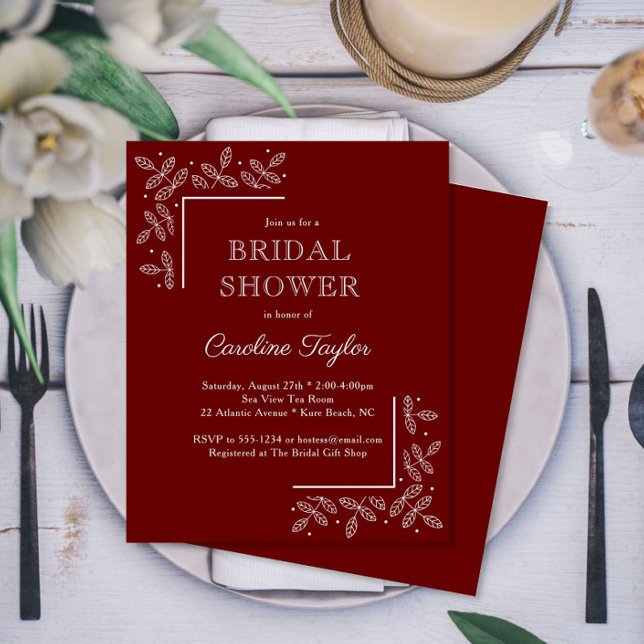 Lámina Invitación de Regadera de Boda Ramas Modernas Rojo (Subido por el creador)