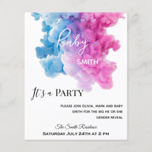 Lámina Invitación de revelación de género de humo rosa az