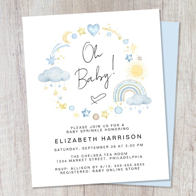 Lámina Invitación de rociamiento de niño pequeño arcoiris (Subido por el creador)