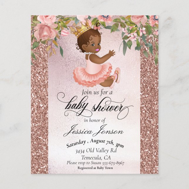 Lámina Invitación de Rosa de Baby Shower de África (Anverso)