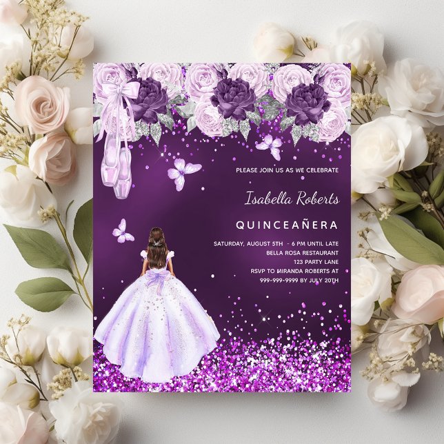 Lámina Invitación de rosa de bailarina púrpura Quinceaner (Subido por el creador)