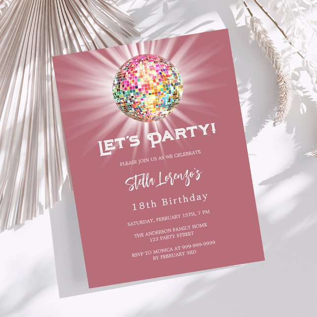 Lámina Invitación de rosa de oro de fiesta Disco (Subido por el creador)