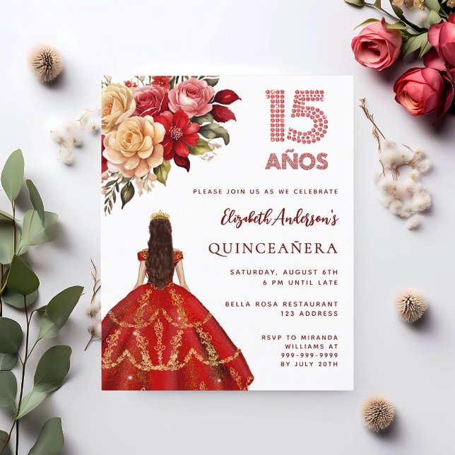 Lámina Invitación de rosas de vestidos de oro rojo de Qui (Subido por el creador)