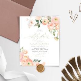 Lámina Invitación de Rubor y Sage Green a Baby Shower