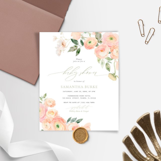 Lámina Invitación de Rubor y Sage Green a Baby Shower (Subido por el creador)