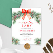 Invitación de Santa Baby Shower para Navidades de 