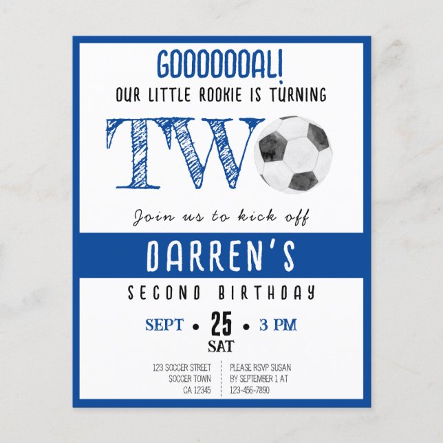 Lámina Invitación de segundo cumpleaños al presupuesto de (Anverso)