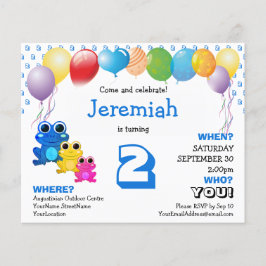 Lámina Invitación de segundo cumpleaños de los niños azul