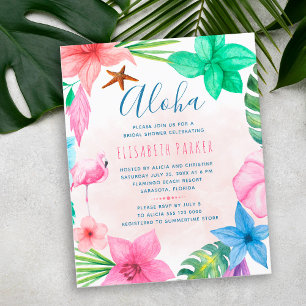 Lámina Invitación de shower nupcial de verano floral rosa