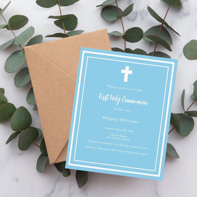 Lámina Invitación de Sky blue boy First Holy Communia (Subido por el creador)