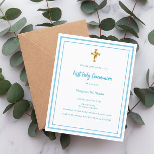 Lámina Invitación de Sky blue boy First Holy Communia