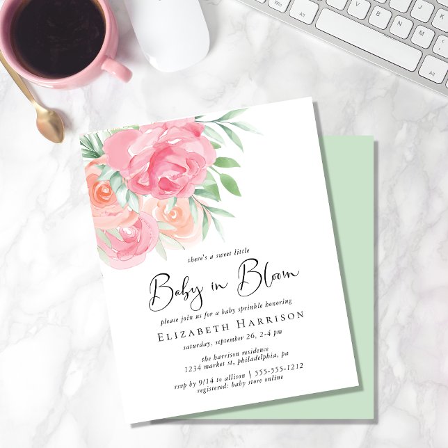 Lámina Invitación de Sprinkle de bebé en flor en presupue (Subido por el creador)