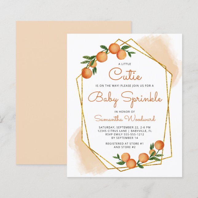 Lámina Invitación de Sprinkle para Bebé Citrus Little Cut (Anverso / Reverso)