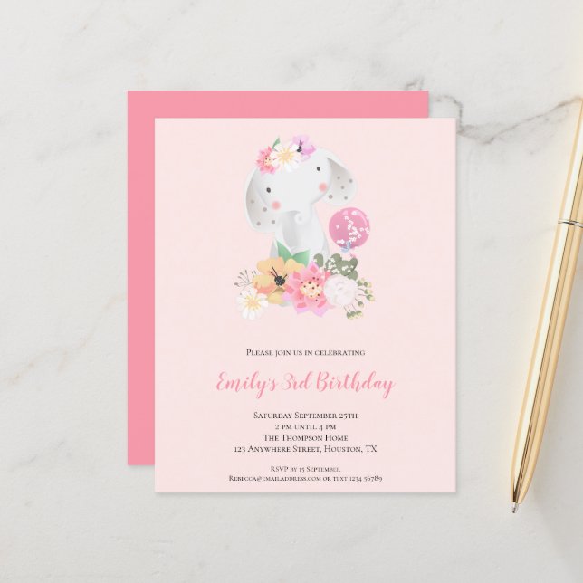 Lámina Invitación de tercer cumpleaños a Chica Rosa de El (Anverso/Reverso In Situ)
