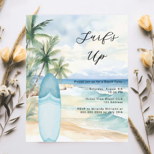 Lámina Invitación de verano para surfistas de surf en la