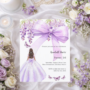 Lámina Invitación de vestido floral con lazo de lavanda p