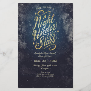 Lámina Invitación de volante a evento nocturno bajo las e