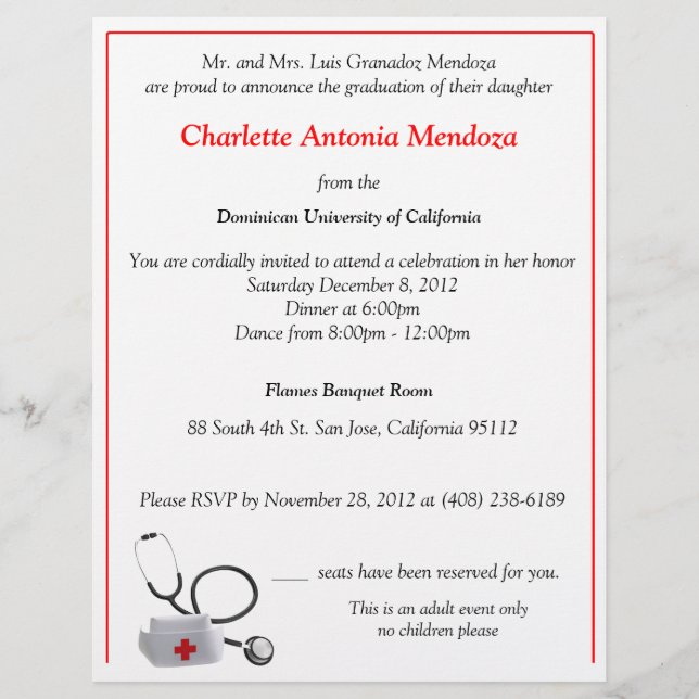 Lámina Invitación de volante de enfermería (Anverso)