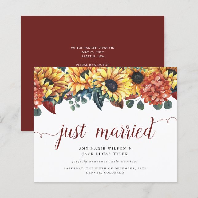 Lámina Invitación del Boda de girasoles rusos presupuesta (Anverso / Reverso)