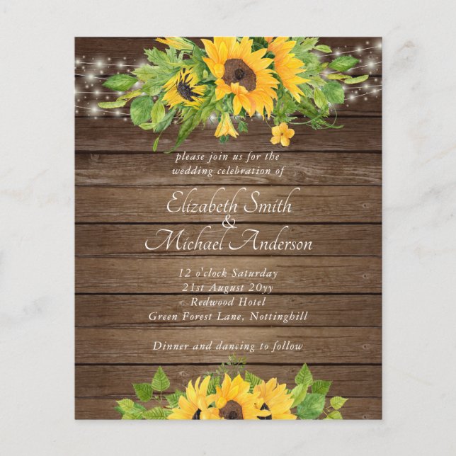 Lámina Invitación del Boda de las luces de flores de made (Anverso)