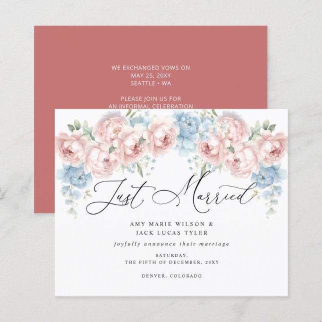 Lámina Invitación del Boda floral de Rubor botánico (Anverso / Reverso)