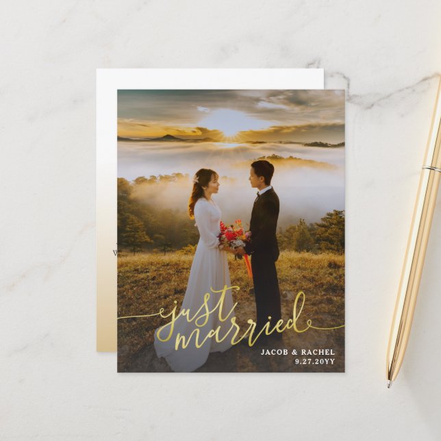 Lámina Invitación del Boda fotográfico tipo oro casado (Anverso/Reverso In Situ)