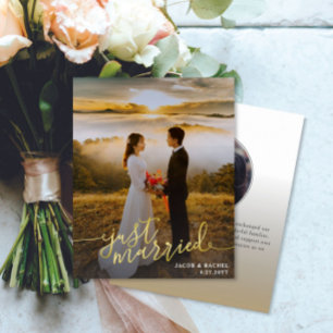 Lámina Invitación del Boda fotográfico tipo oro casado