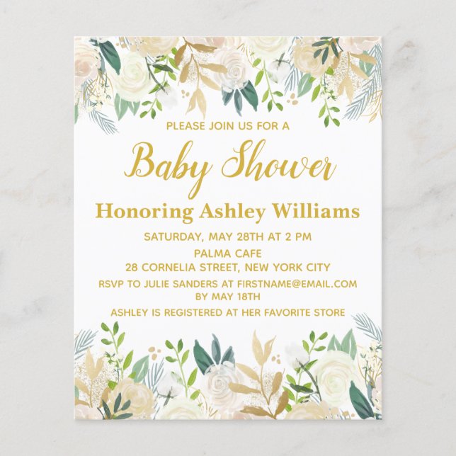 Lámina Invitación del Boho de presupuesto Baby Shower Gén (Anverso)