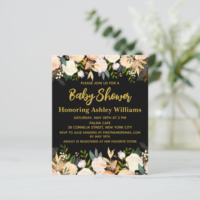 Lámina Invitación del Boho de presupuesto Baby Shower Gén (Anverso de pie)