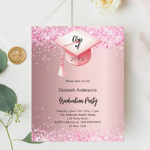 Lámina Invitación del chica de confeti rosado del partido
