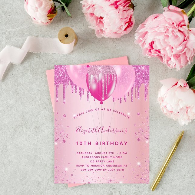 Lámina Invitación del chica de la fiesta de cumpleaños ro (Subido por el creador)