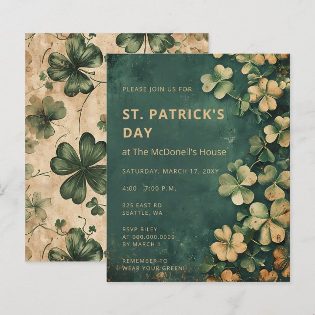 Lámina Invitación del Día de los Sta Patrocinadores Verde (Anverso / Reverso)