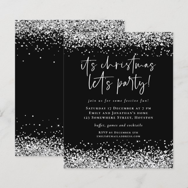 Lámina Invitación del Fiesta a Navidades Purpurinas de pl (Anverso / Reverso)
