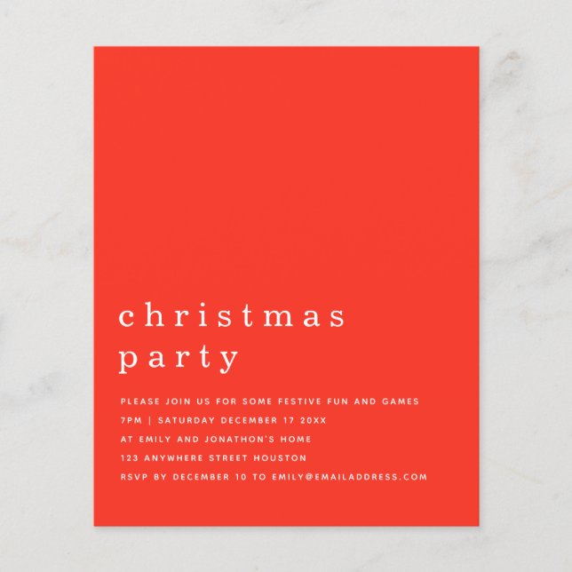 Lámina Invitación del Fiesta de Navidades blancos rojos m (Anverso)