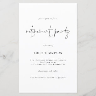 Lámina Invitación del Fiesta de retiro de script simple d