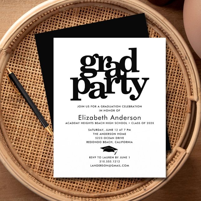 Lámina Invitación del fiesta moderno con gorro de pato bl (Subido por el creador)