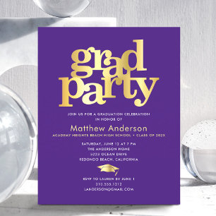 Lámina Invitación del fiesta moderno con tapón de oro de 