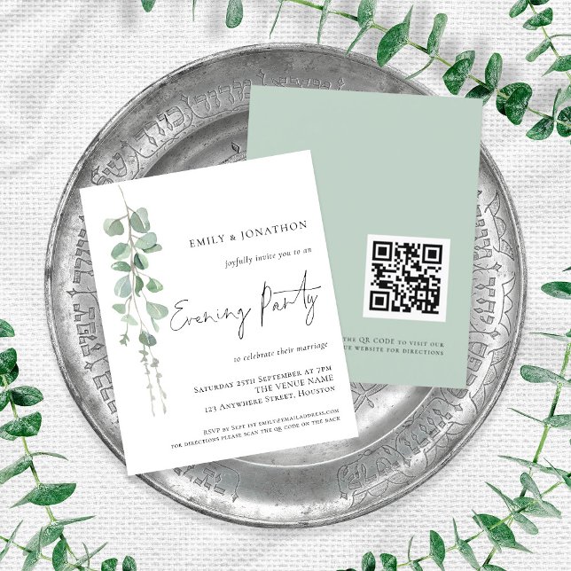 Lámina Invitación del Fiesta nocturno Boda de Eucalyptus  (Front and back view)