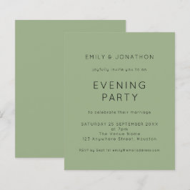 Lámina Invitación del Fiesta nocturno de Boda verde simpl