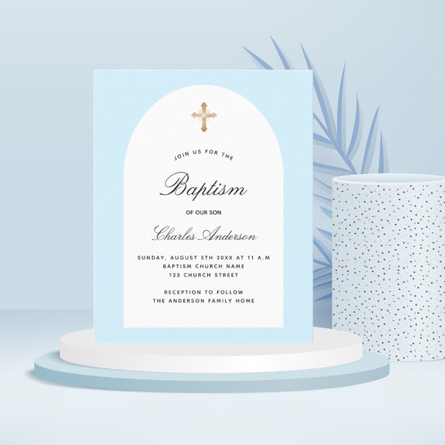 Lámina Invitación del niño del arco blanco azul claro del (Subido por el creador)