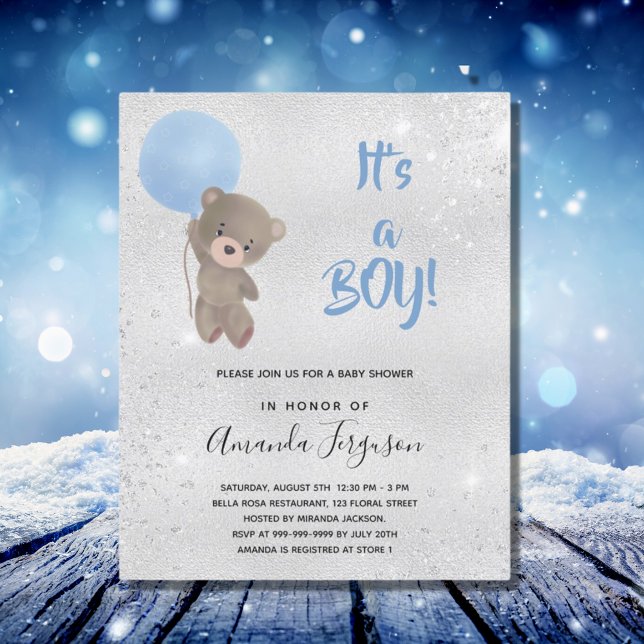 Lámina Invitación del niño del oso de peluche de Baby Sho (Subido por el creador)