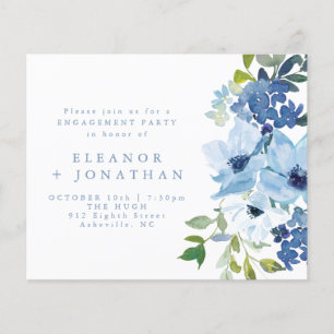 Lámina Invitación del partido de compromiso floral azul d