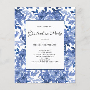 Lámina Invitación del Partido de Graduación Azul Floral P