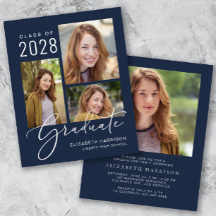 Lámina Invitación del Partido de Graduación Azul Foto Pre