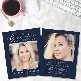 Lámina Invitación del Partido de Graduación Azul Foto Pre