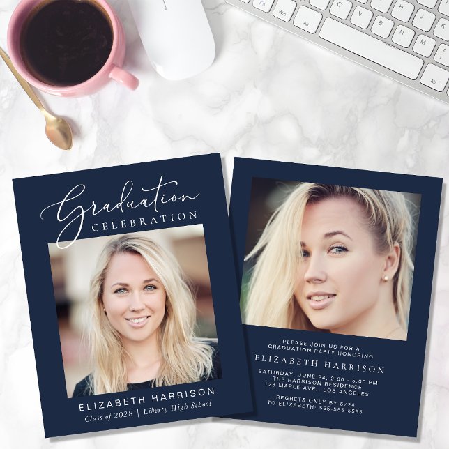 Lámina Invitación del Partido de Graduación Azul Foto Pre (Subido por el creador)