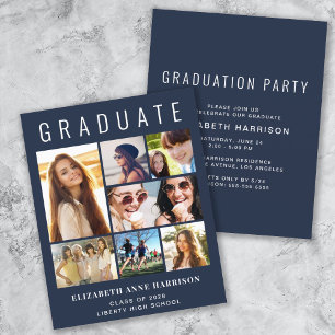 Lámina Invitación del Partido de Graduación Azul Foto Pre
