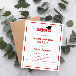 Lámina Invitación del partido de graduación blanco rojo 2