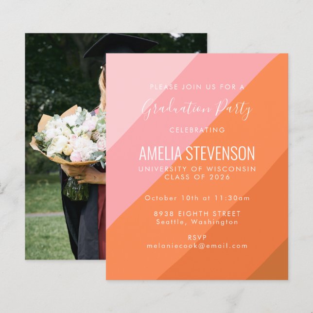 Lámina Invitación del Partido de Graduación de Foto de Te (Anverso / Reverso)